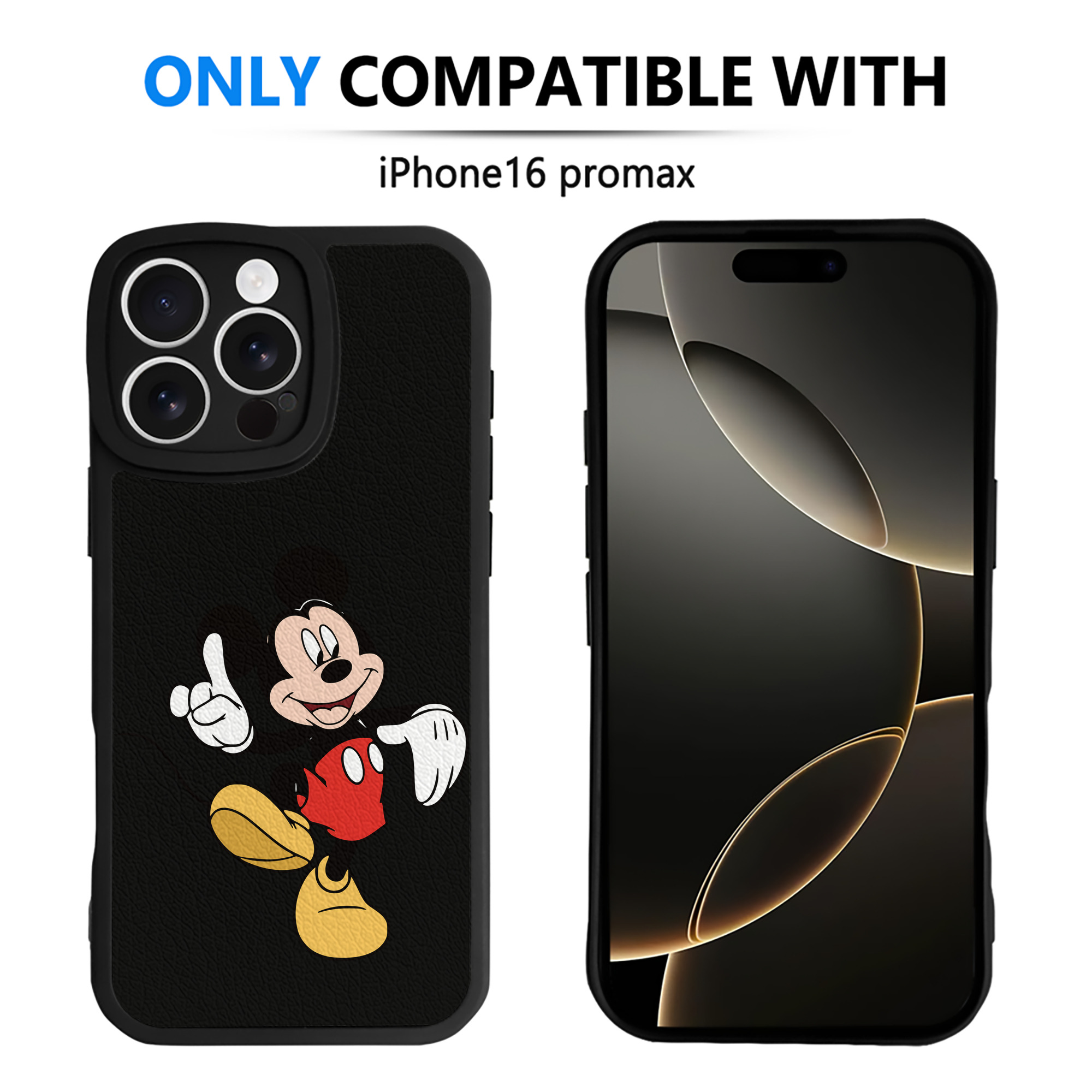 （画像用） ミッキーマウス Mickey Mouse 【iPhone 16シリーズ対応】シリコンスマホケース（レザー調） 材質：シリコン